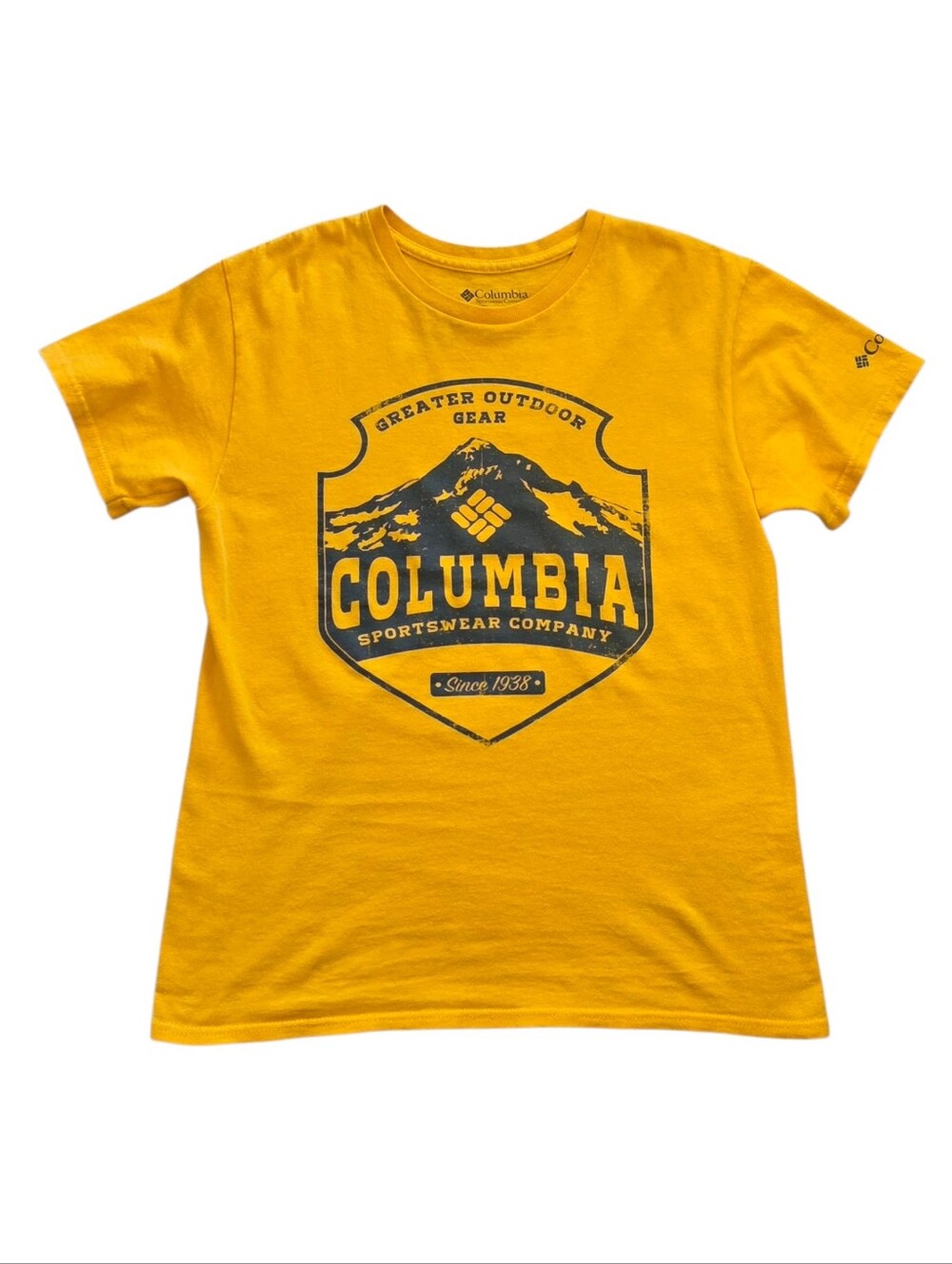 ​Columbia Small Yellow Gold Mountain Hiking Cotton Tee Shirt Outdoor Gorpcore